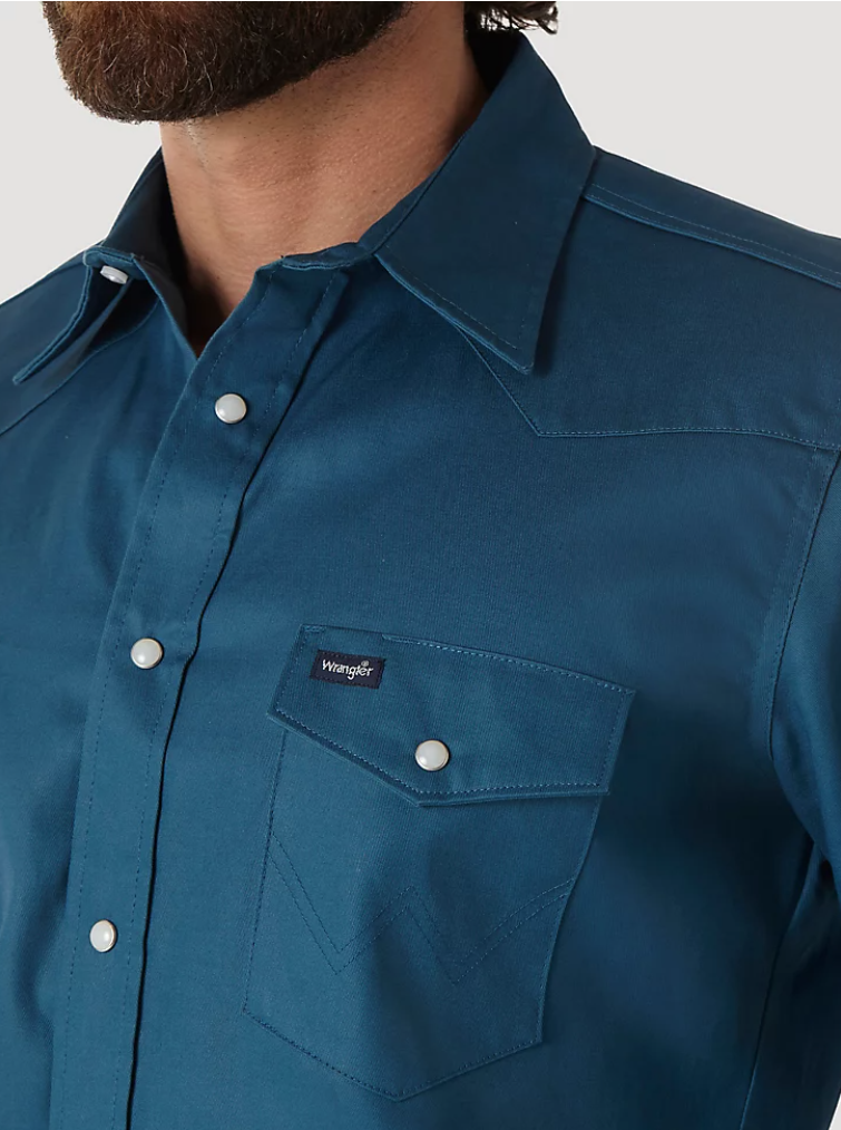 Wrangler Men's Dark Teal Work Shirt Style MS71419 Wrangler Men's Dark Teal Work Shirt Style MS71419