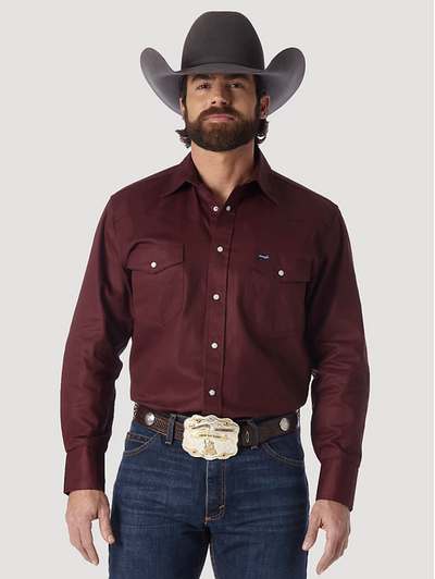Wrangler Men's Red Oxide Work Shirt Style MS70719- Premium Mens Shirts from Wrangler Shop now at HAYLOFT WESTERN WEARfor Cowboy Boots, Cowboy Hats and Western Apparel