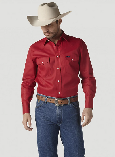 Wrangler Men's Red Work Shirt Style MS70619- Premium Mens Shirts from Wrangler Shop now at HAYLOFT WESTERN WEARfor Cowboy Boots, Cowboy Hats and Western Apparel