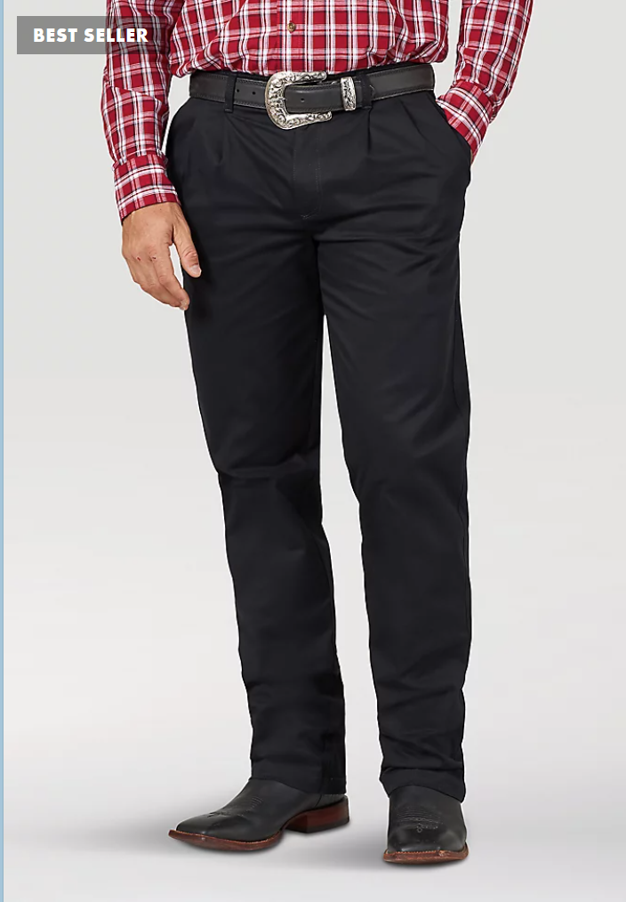 Wrangler Men's Black Casual Pleated Front Western Pants