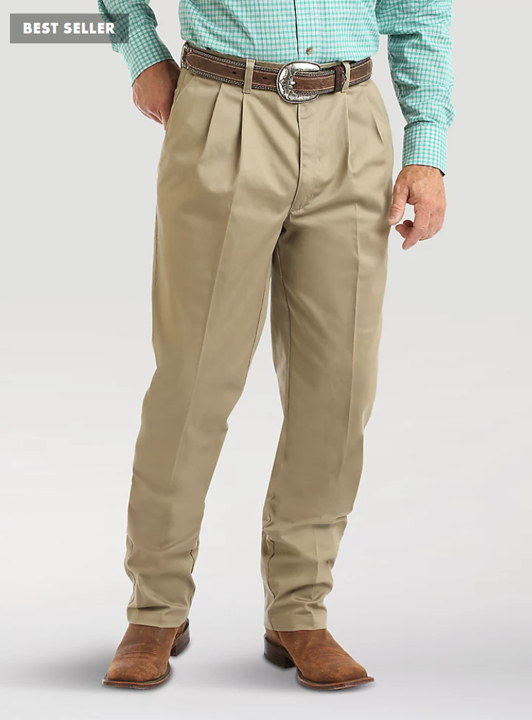 Wrangler Mens Pleated Front Casuals Khaki Style 00097KH