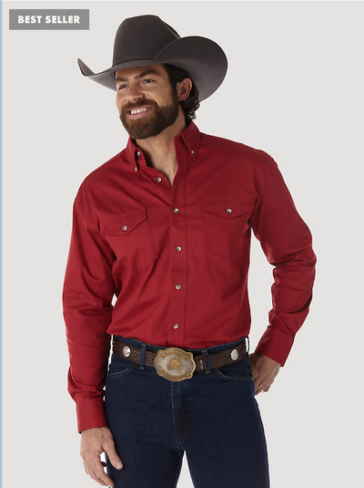 Wrangler Men's Red Painted Desert Shirt Style MP3522R- Premium Mens Shirts from Wrangler Shop now at HAYLOFT WESTERN WEARfor Cowboy Boots, Cowboy Hats and Western Apparel