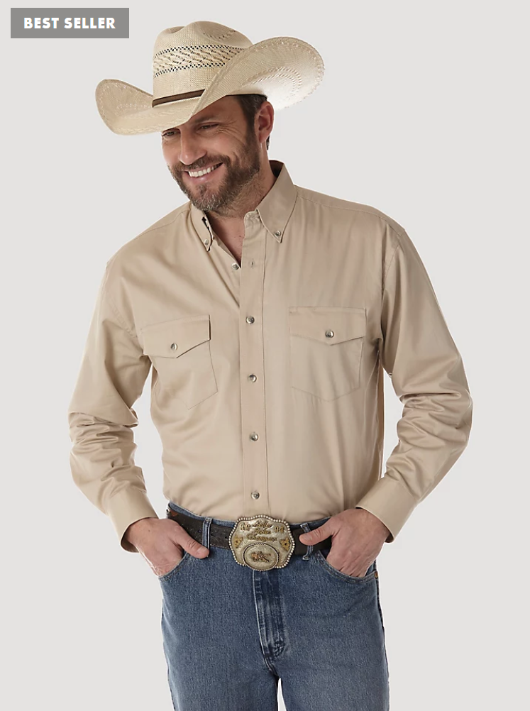 Wrangler Men's Painted Desert Basic Western Tan Shirt L Wrangler Men's Painted Desert Basic Western Tan Shirt L