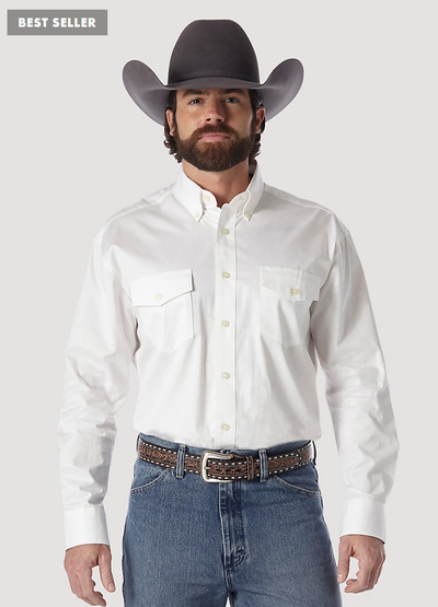 Wrangler Men's White Painted Desert Shirt Style 71135CH- Premium Mens Shirts from Wrangler Shop now at HAYLOFT WESTERN WEARfor Cowboy Boots, Cowboy Hats and Western Apparel