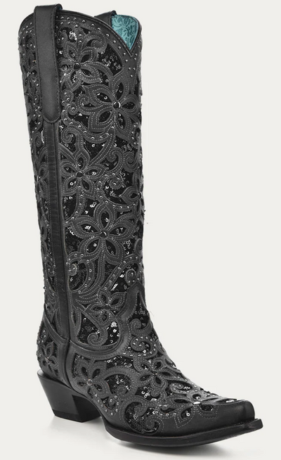 Corral Ladies Black Inlay Snip Toe  Boot Style A3589 Ladies Boots from Corral Boots