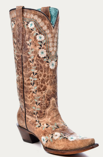 Corral Ladies Flowered Embroidery Glow in Dark Boots Style A4439 Ladies Boots from Corral Boots