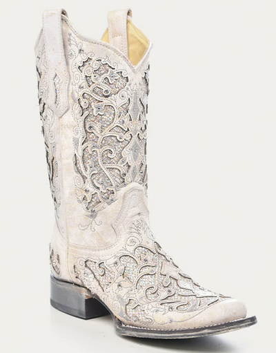 CORRAL LADIES GLITTER AND INLAY SQUARE TOE BOOTS STYLE A3397 Ladies Boots from Corral Boots