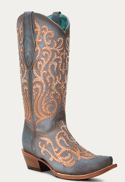 Corral Ladies Blue Overlay and Crystals Boots Style C4124 Ladies Boots from Corral Boots