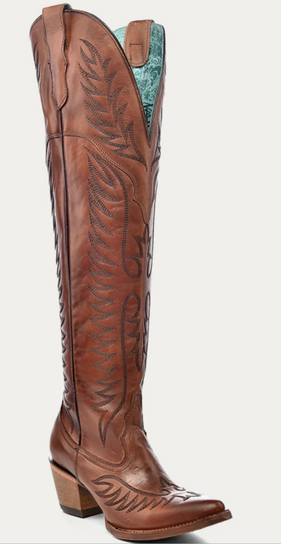 CORRAL LADIES COGNAC TALL SNIP TOE BOOTS STYLE E1507 Ladies Boots from Corral Boots