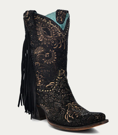 CORRAL LADIES BLACK FRINGE ANKLE BOOTS STYLE A4492 Ladies Boots from Corral Boots