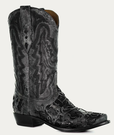 CORRAL MENS BLACK ALLIGATOR INLAY BOOTS STYLE A4116 Mens Boots from Corral Boots