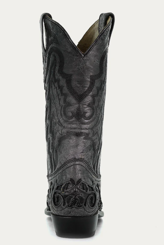 CORRAL MENS BLACK ALLIGATOR INLAY BOOTS STYLE A4116 display picture 1