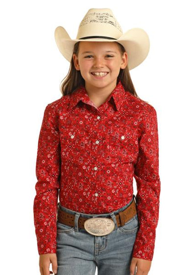 PHS Girls Red Paisley Snap Shirt Style RGN2S03829 Girls Shirts from PHS