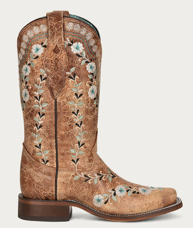 CORRAL LADIES FLORAL EMBROIDERY SQUARE TOE BOOTS STYLE A4398