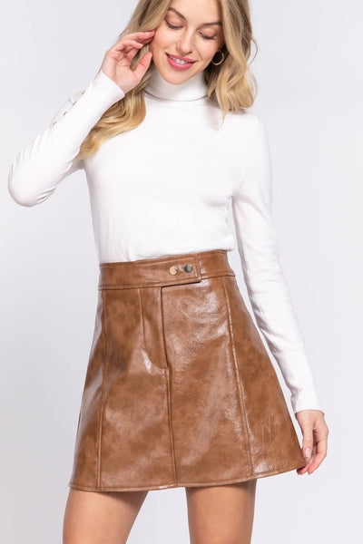 A-Line Coated PU Mini Skirt  from Active Basic | Active USA
