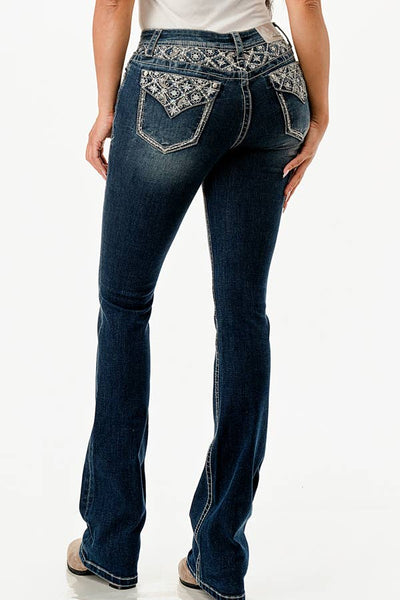 Floral Embroidery /York Mid-Rise Boot cut 30" | EB-61713-30  from Grace in LA