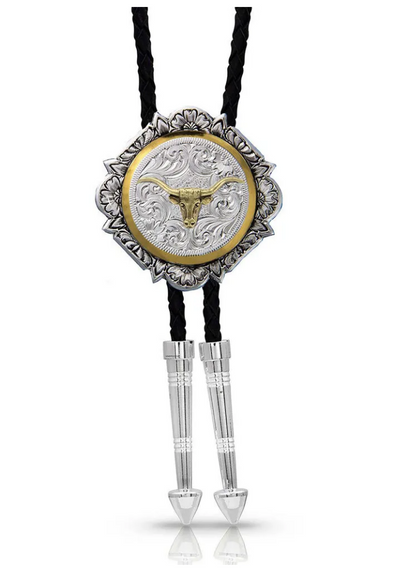 Montana Silversmith Silver and Gold Engraved Button Bolo Tie Style Bt366-3845 MENS ACCESSORIES from Montana Silversmith
