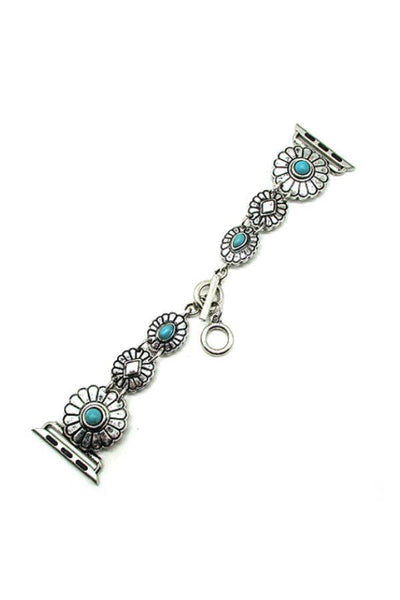 WESTERN TURQUOISE CONCHO APPLE WATCH BAND  from Snowing West