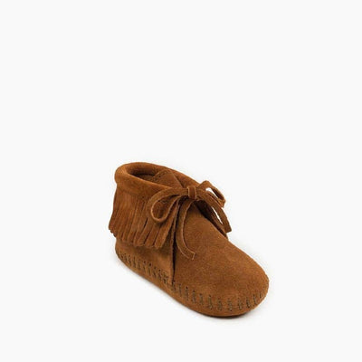 Infant Baby Suede Fringe Bootie with Tie  from Minnetonka