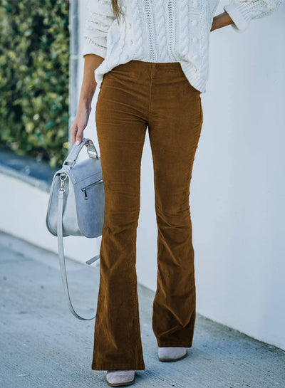 Elastic Waist Flared Pants Casual Pants  from HIDDENBRAND