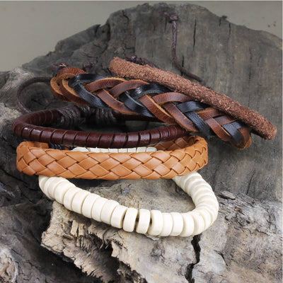 Man About Town Leather Men's Bracelet Set MENS ACCESSORIES from ZAD