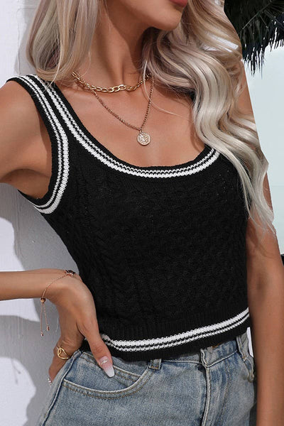 CWOSWSL0091_Sleeveless Crop Top Sweater  from NINEXIS