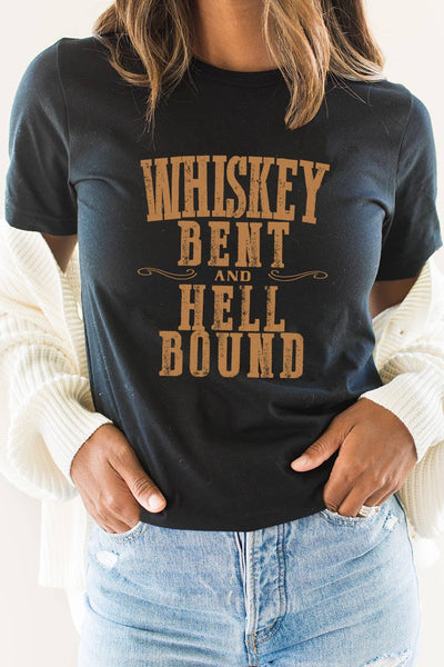 Whiskey Bent and Hell Bound Western Graphic Tee Ladies Shirts from Kissed Apparel