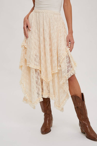 LACE TIER MIDI SKIRT  from Bluivy