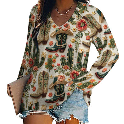 Baha Ranch Western Cactus Print Long Sleeve Top  from BAHA RANCH WESTERN WEAR