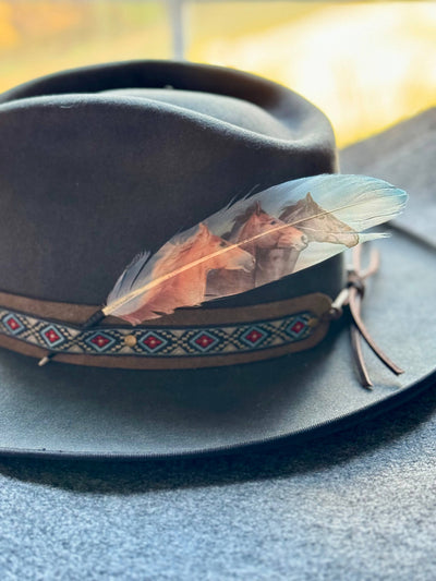 Blue Wild Horses Hat Feather - Western Hat Accessory  from Buckaroo Supply Company