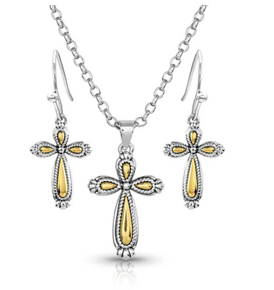 Montana Silversmith Gleaming Faith Cross Jewelry Set Style JS5693 ladies Jewelry from Montana Silversmith