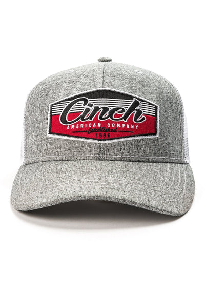 CINCH MEN'S GRAY LOGO TRUCKER CAP STYLE MCC0038020- Premium Mens Hats from Cinch Shop now at HAYLOFT WESTERN WEARfor Cowboy Boots, Cowboy Hats and Western Apparel