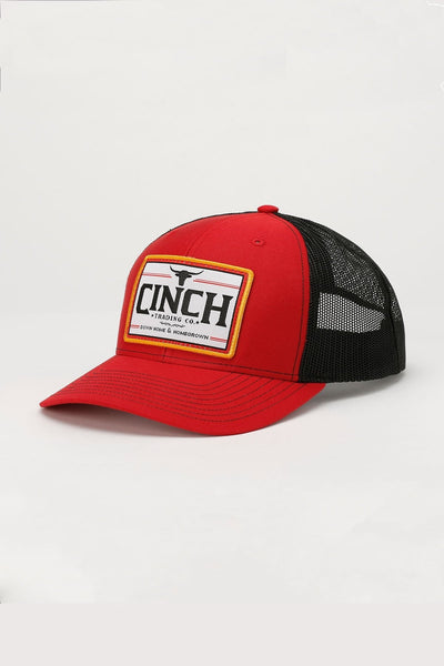 CINCH TRADING COMPANY TRUCKER CAP - RED/BLACK STYLE MCC0800004- Premium Unisex Hats from Cinch Shop now at HAYLOFT WESTERN WEARfor Cowboy Boots, Cowboy Hats and Western Apparel