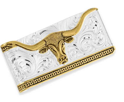 Montana Silversmith Two-Tone Carved Longhorn Money Clip Style MCL5235 MENS ACCESSORIES from Montana Silversmith