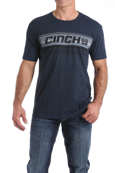 CINCH MEN'S CLASSIC LOGO TEE - NAVY HEATHER STYLE MTT1690375- Premium Mens Shirts from Cinch Shop now at HAYLOFT WESTERN WEARfor Cowboy Boots, Cowboy Hats and Western Apparel