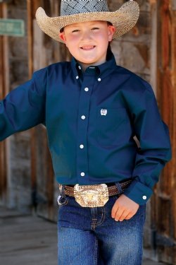 CINCH BOYS TENCEL TEAL SOLID BUTTON-DOWN WESTERN SHIRT STYLE MTW7060278