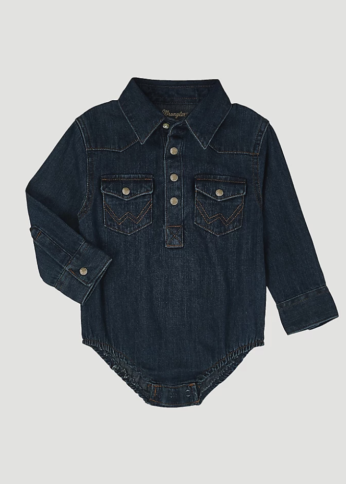 Wrangler Baby Denim Long Sleeve Western Onesie Style PQ4165D