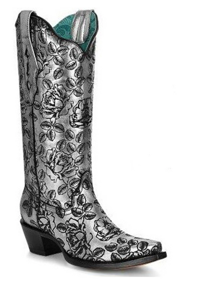 CORRAL WOMEN'S FLORAL LASER PRINT SNIP TOE WESTERN BOOTS STYLE Z5082 Ladies Boots from Corral Boots