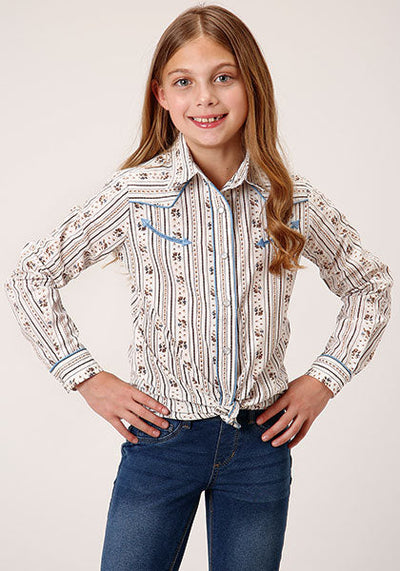 Roper Girls Long Sleeve Shirt Style 01-080-0086-3058- Premium Girls Shirts from Roper Shop now at HAYLOFT WESTERN WEARfor Cowboy Boots, Cowboy Hats and Western Apparel