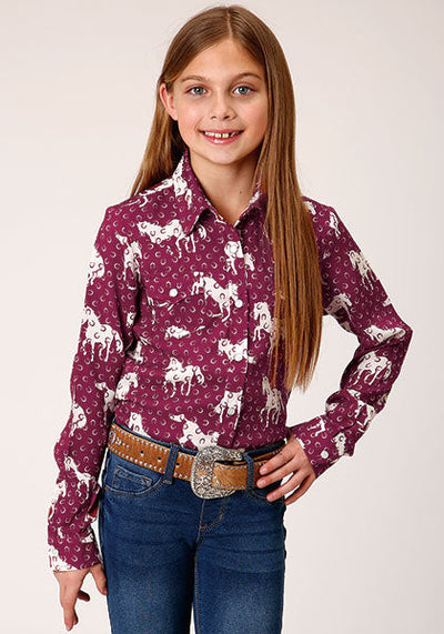 Roper Girls Long Sleeve Shirt Style 03-080-0590-2026- Premium Girls Shirts from Roper Shop now at HAYLOFT WESTERN WEARfor Cowboy Boots, Cowboy Hats and Western Apparel