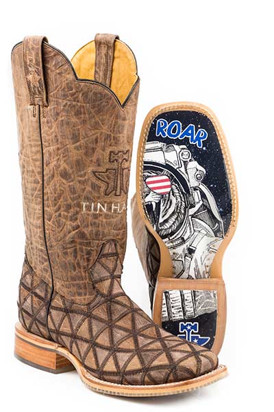 Mens Tin Haul Gun Metal Check Cowboy Boots - 14-020-0007-0206