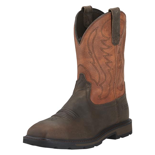 Ariat Groundbreaker Composite Toe Work Boots Brown Leather Pull-On Size 12D Ariat Groundbreaker Western Work Boots Brown Leather Pull On  main image 4