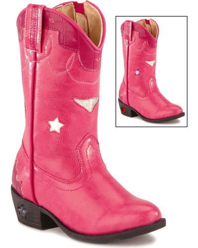 Smoky Mountain Toddler Girls Stars Light Up Pink Boots Style 1167T Girls Boots from Smoky Mountain Boots