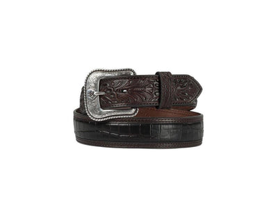 MF Western Ariat Croc Print Mens Tooled Leather Belt Style A1021202 MENS ACCESSORIES from MF Western