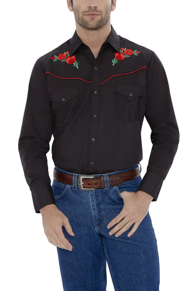 Ely Mens Long Sleeve Western Shirt with Rose Embroidery Style 15203901-88 Mens Shirts from Ely