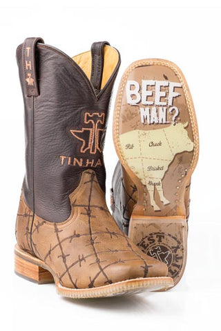 Mens Tin Haul Gun Metal Check Cowboy Boots - 14-020-0007-0206