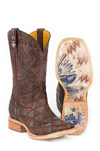 Tin Haul Mens Triangles Cowboy Boots Square Toe Style 14-020-0007-0285 Mens Boots from Tin Haul