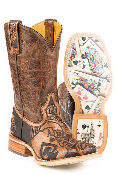 ROPER THE GAMBLER CARD SHUFFLE SOLE STYLE 14-020-0007-0333 Mens Boots from Roper