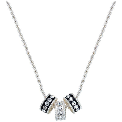 Montana Silversmith Three Crystal and Black Rings Necklace Style NC1032