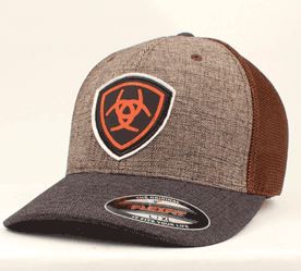MF Western Ariat Gray Brown Herringbone Pattern Flexfit Cap Style A300001502- Premium Mens Hats from MF Western Shop now at HAYLOFT WESTERN WEARfor Cowboy Boots, Cowboy Hats and Western Apparel